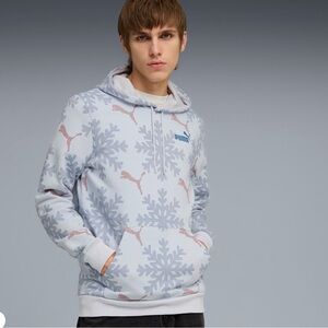 Puma Men’s Light Blue Snowflake Print Hoodie